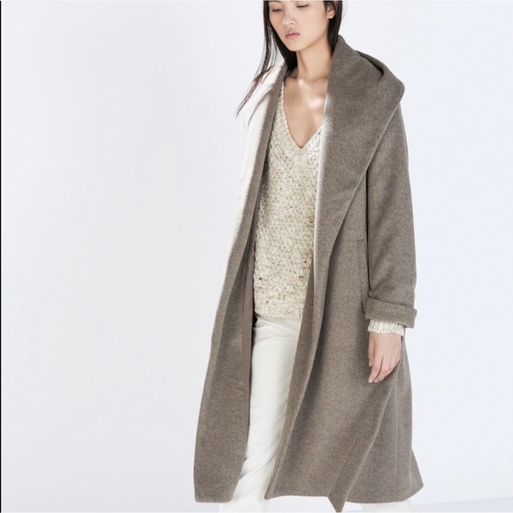 Zara Jackets & Blazers - Zara Basic Wool Blend Waterfall Trench Coat Gray
